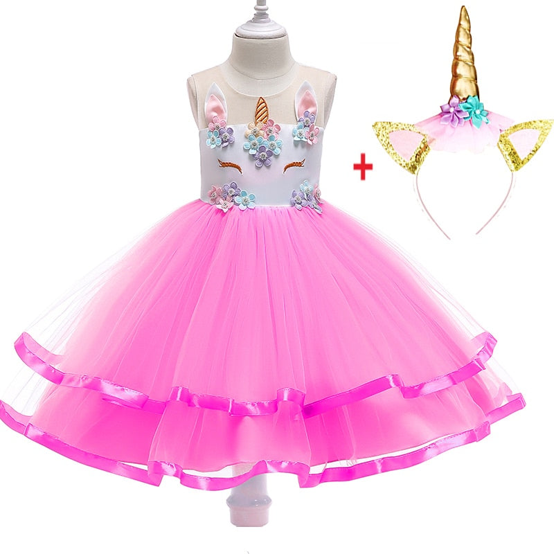 Girl Princess Fantasy Unicorn Birthday Party Infant Tutu Christmas Dress For 2-10 Year - honeylives