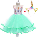 Girl Princess Fantasy Unicorn Birthday Party Infant Tutu Christmas Dress For 2-10 Year - honeylives