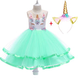 Girl Princess Fantasy Unicorn Birthday Party Infant Tutu Christmas Dress For 2-10 Year - honeylives