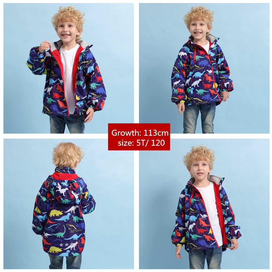 Kids Boy Autumn Winter Dinosaur Jacket Windbreaker Coat