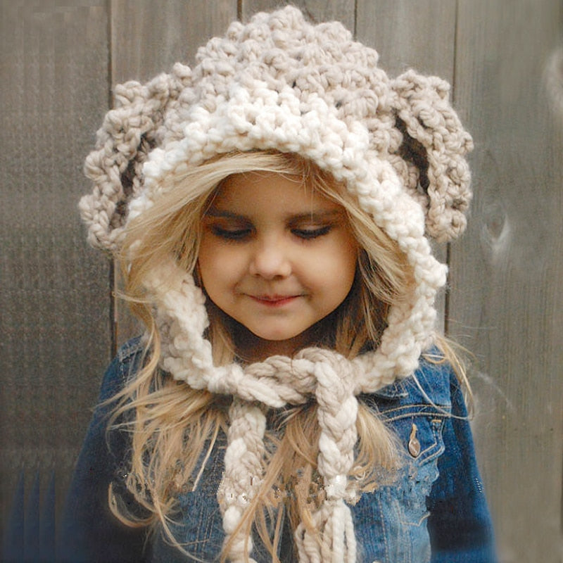 Fashion Kids 3D Cartoon Sheep Handmade Hat Cute Knitted Caps