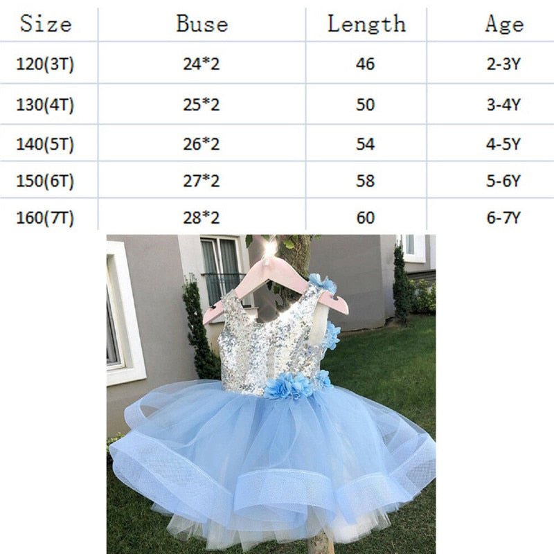 Fashion Kids Girl Sequined Lace Princess Birthday Sleeveless Backless Tutu Tulle Dress 2-7Y - honeylives