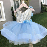 Kids Baby Girl Sequined Lace Princess Birthday Sleeveless Backless Tutu Dress