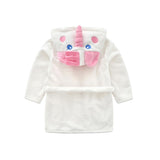 Baby Boys Girls Flannel Bathrobe Cartoon Animals Hooded Pajamas Sleepwear - honeylives