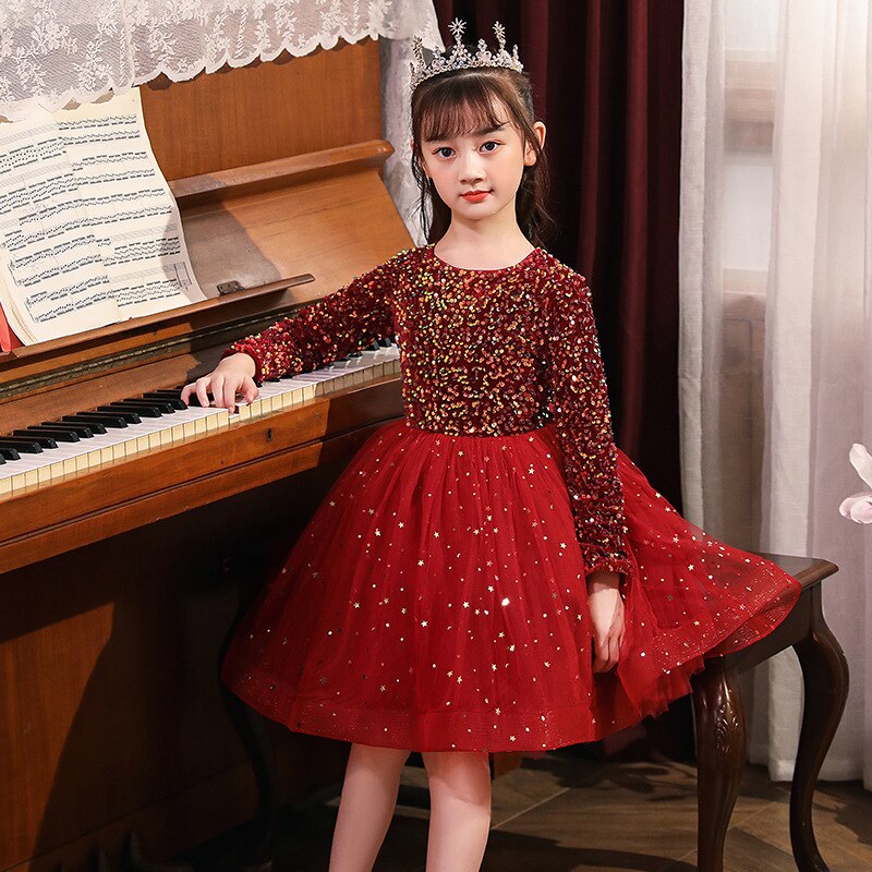 Flower Princess Party Kids Girls Christmas New Year Dresses