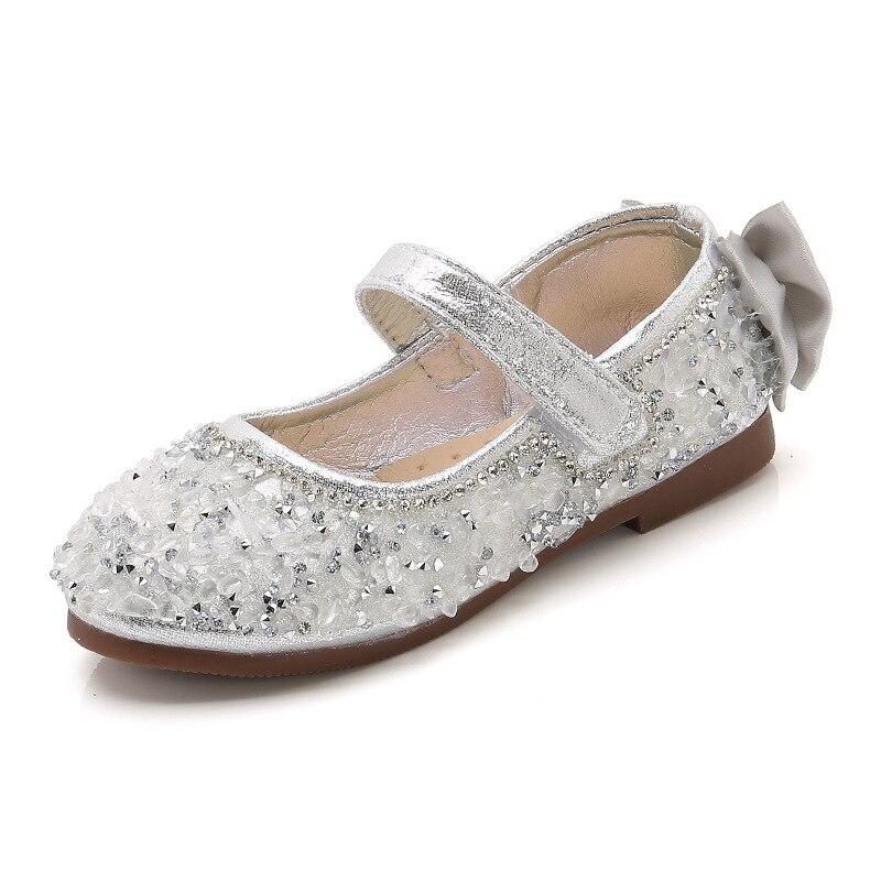Girls Rhinestone Leather Princess Shoes