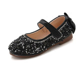 Girls Rhinestone Leather Princess Shoes