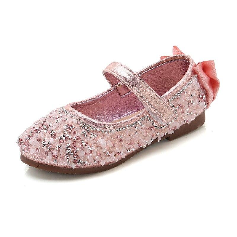 Girls Rhinestone Leather Princess Shoes