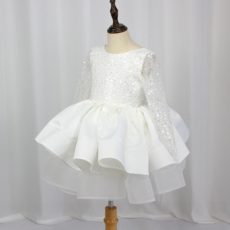 Kid Baby Girls Puffy Prom Gown Flower Bridesmaid Sequins Elegant Dresses