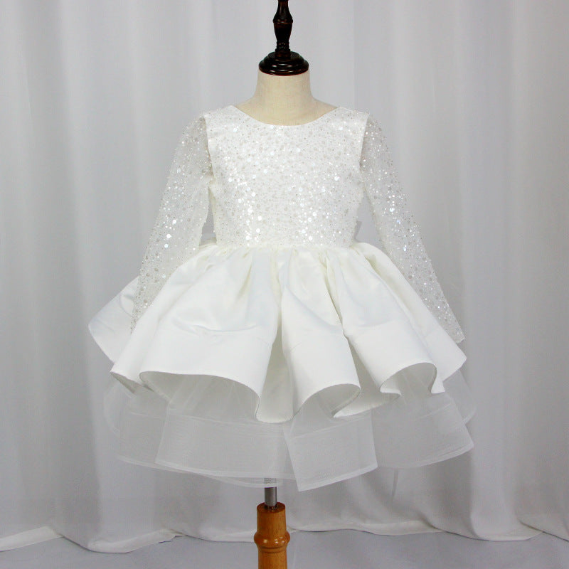 Kid Baby Girls Puffy Prom Gown Flower Bridesmaid Sequins Elegant Dresses