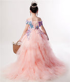 Kid Girl Wedding Bridemaid Mermaid Pink Tutu Sequin Elegant Dresses