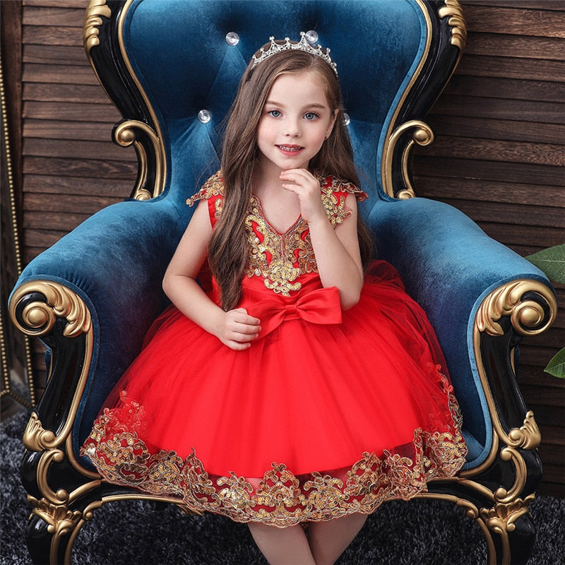 Flower Girl Dress Elagent Baptism Birthday Party Wedding Lace Tutu Dress - honeylives