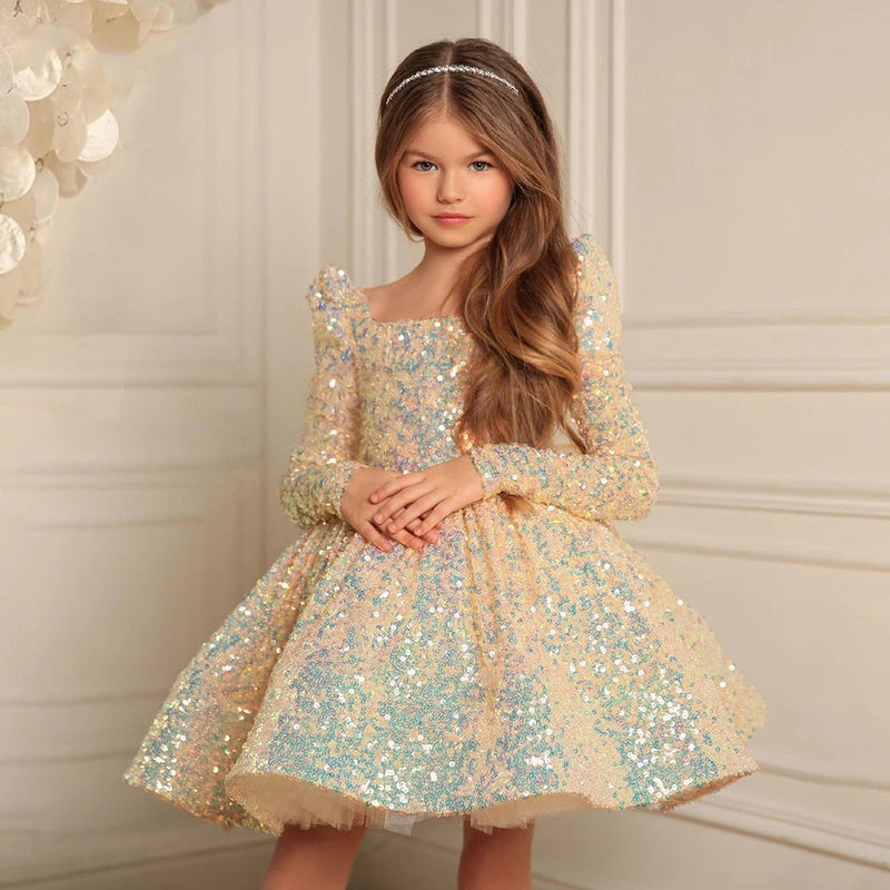 Kid Baby Girl Elegant Sequins Bridesmaid Formal Evening Birthday Princess Dresses