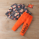 Kid Girl Fashion Autumn Happy Halloween Outfits 2 Pcs Set 1-6 Years