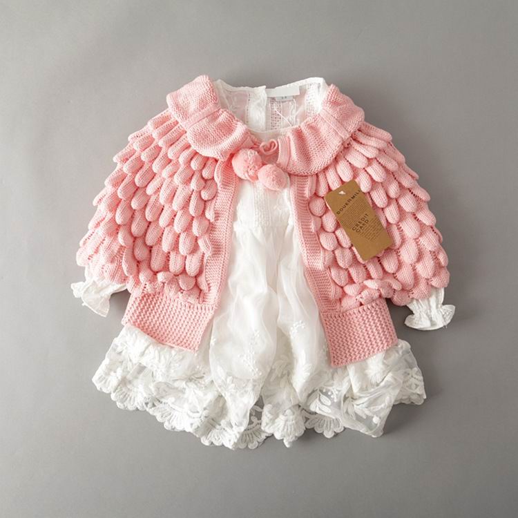 Girl Cardigan Autumn Knitting Wool Bat Sleeve Sweater 2-6Y