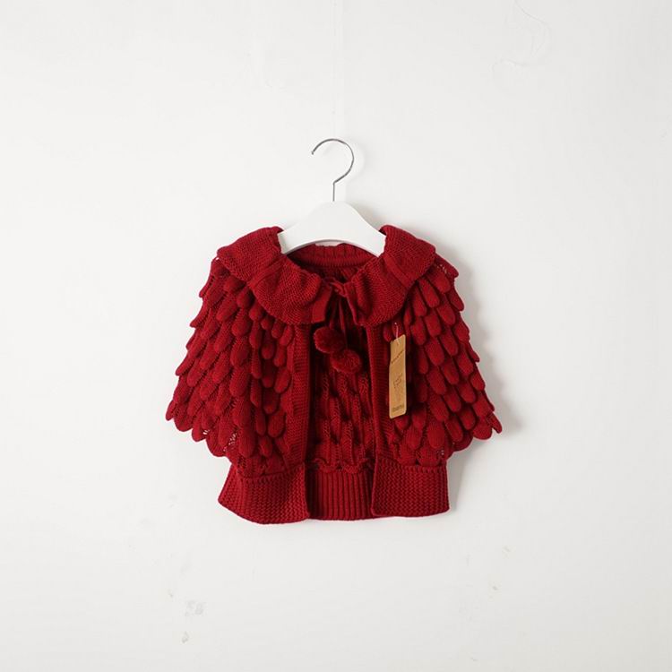 Girl Cardigan Autumn Knitting Wool Bat Sleeve Sweater 2-6Y