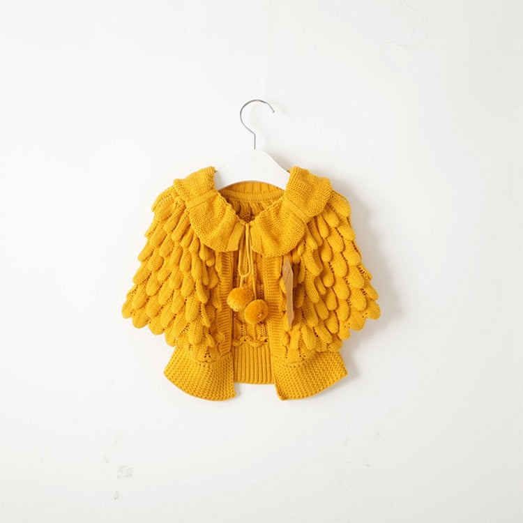 Girl Cardigan Autumn Knitting Wool Bat Sleeve Sweater 2-6Y