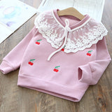 Kids Girl Lace Patchwork Printing Autumn Winter Sweatshirt 2-6 Years