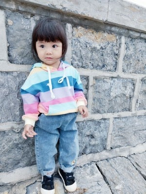 Baby Girl Hoodies Striped Rainbow Sweatshirt 1-6 Years