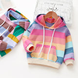 Baby Girl Hoodies Striped Rainbow Sweatshirt 1-6 Years