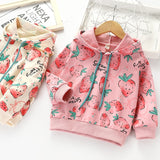 Girl Hoodie Strawberry Long Sleeve Sweatshirt Tops