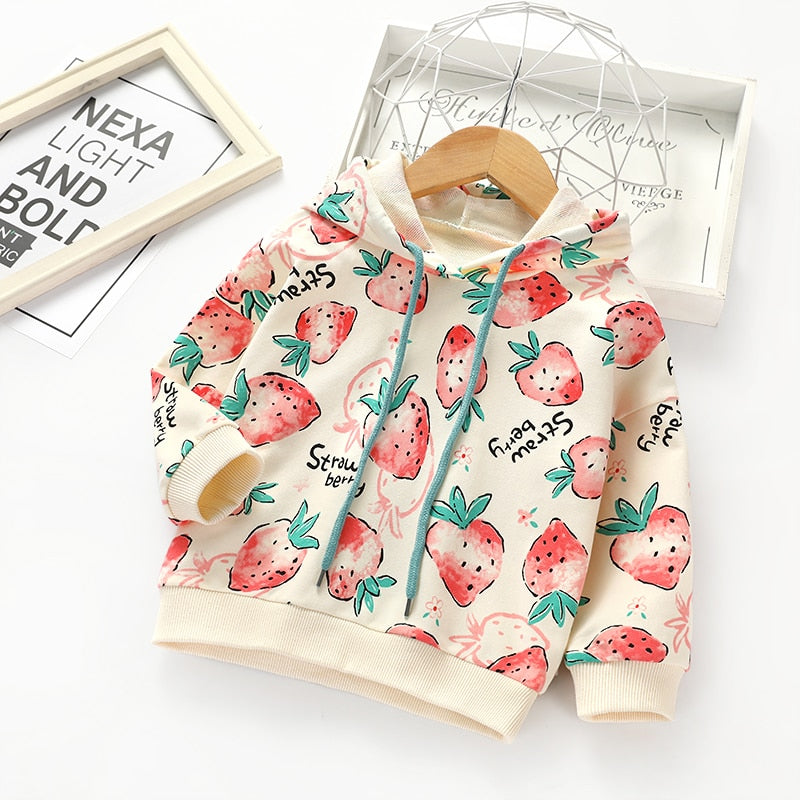 Girl Hoodie Strawberry Long Sleeve Sweatshirt Tops