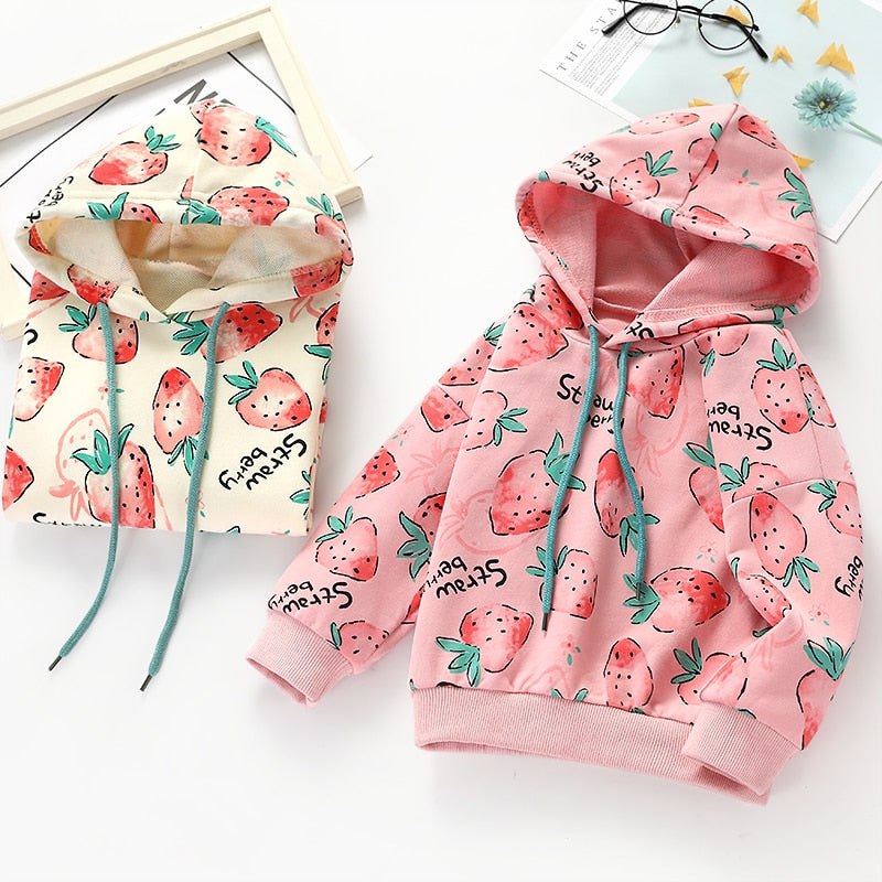 Girl Hoodie Strawberry Long Sleeve Sweatshirt Tops