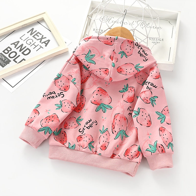Girl Hoodie Strawberry Long Sleeve Sweatshirt Tops