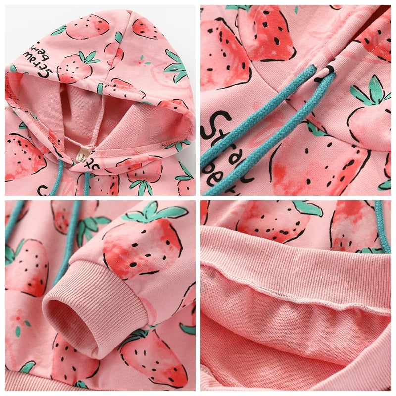 Girl Hoodie Strawberry Long Sleeve Sweatshirt Tops