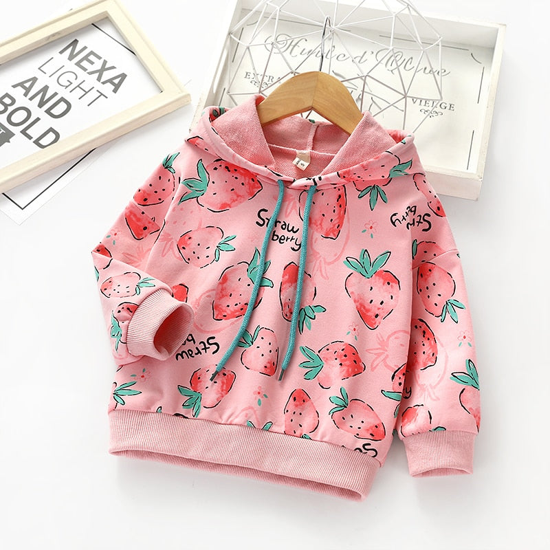 Girl Hoodie Strawberry Long Sleeve Sweatshirt Tops