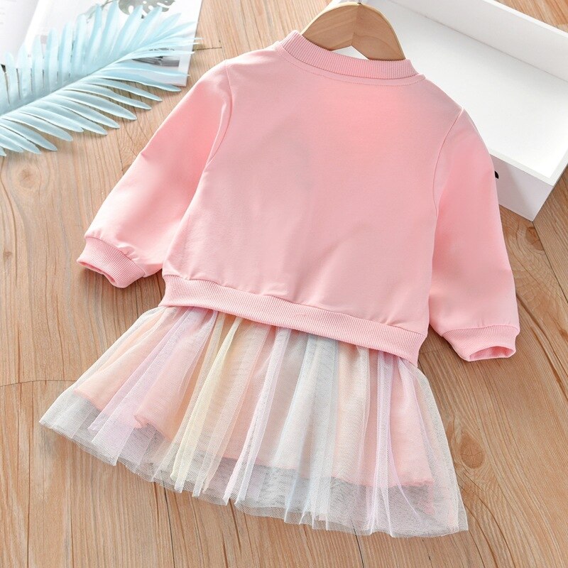 Girl Winter Unicorn Rainbow Tulle Dress 2Pcs 1-6 Years