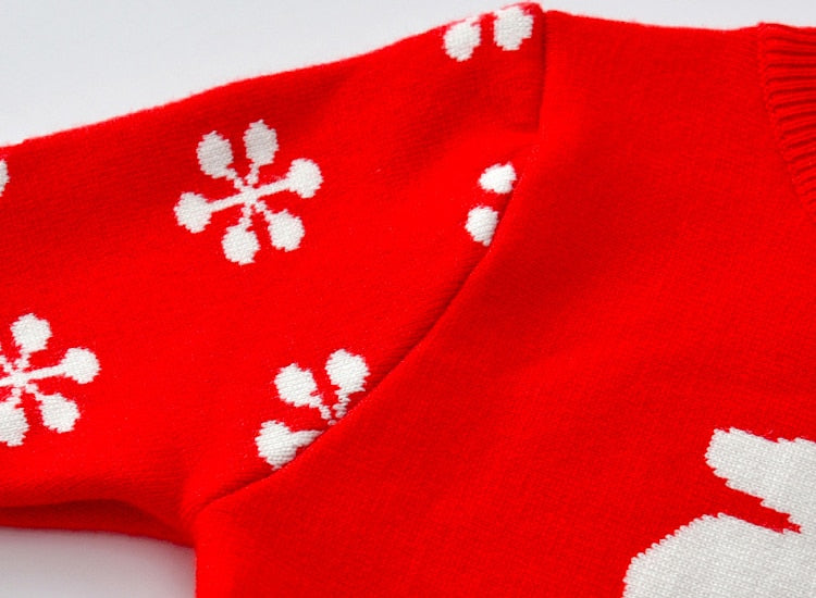 Girls Christmas Dress Full Sleeve Snowflake Print Reindeer Christmas Costume 3-8 Years
