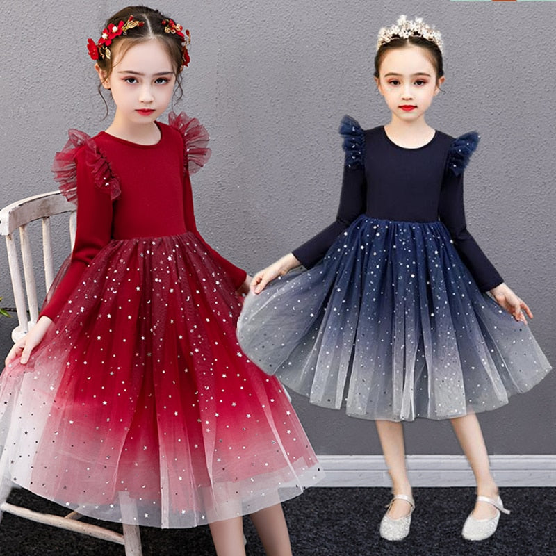 Girls Christmas Dress Long Sleeve Autumn Dress for Girls Winter New Year Costume 3-8Y