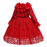 Girls Dresses Autumn Winter Wear Lace Princess Flower Dress