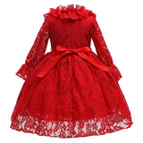 Girls Dresses Autumn Winter Wear Lace Princess Flower Dress