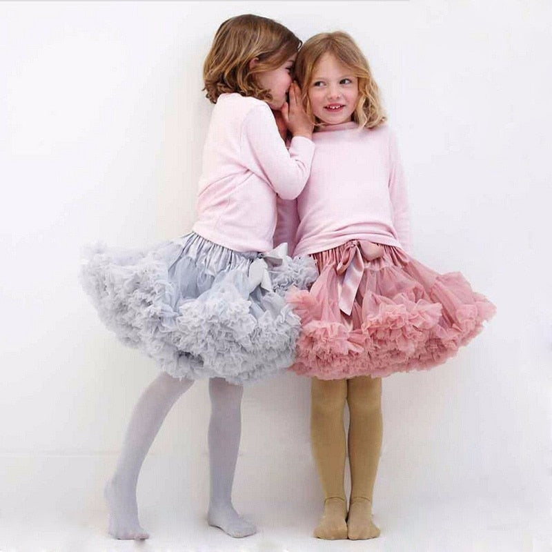 Girls Fluffy Chiffon Solid Colors Tutu Christmas Skirts 2-12 Years