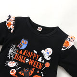 18M-6T Kid Baby Girls Halloween Round Collar Hem 2 Pcs Sets