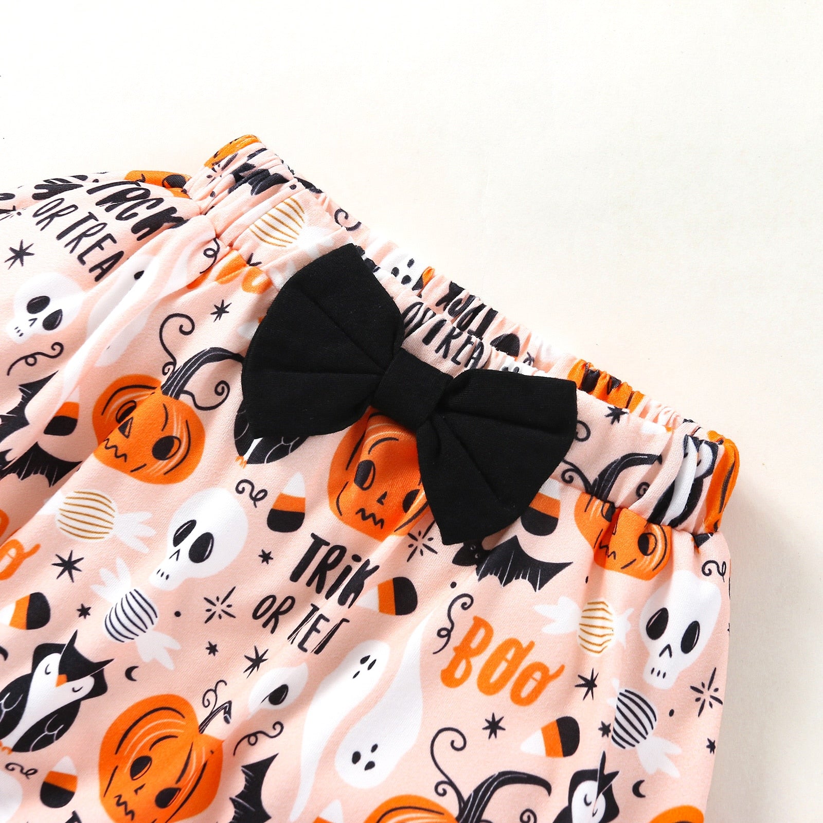 18M-6T Kid Baby Girls Halloween Round Collar Hem 2 Pcs Sets