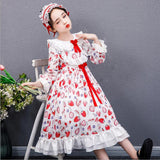 Girls Winter Print Lolita Wedding Teenage Christmas Dress