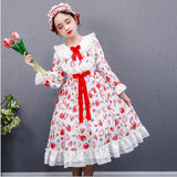 Girls Winter Print Lolita Wedding Teenage Christmas Dress