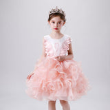 Girls Princess Tutu Dress Lace Applique Elegant Party Dress 1-10 Years - honeylives