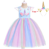 Girls Unicorn Dress Gown Cosplay  Birthday Party Fantasy Princess Dresses - honeylives