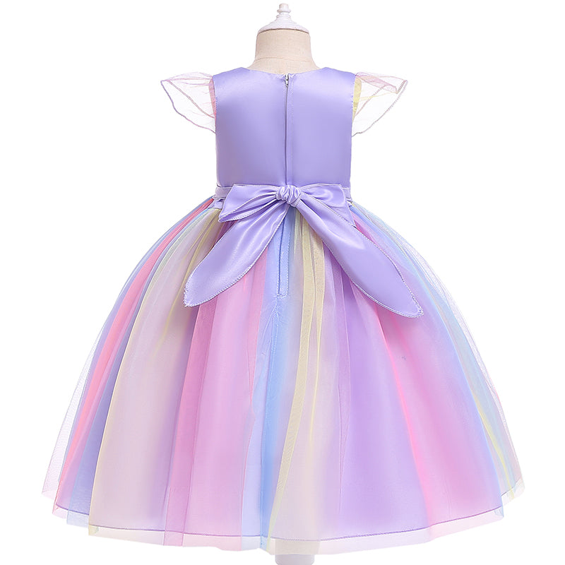 Girls Unicorn Dress Gown Cosplay  Birthday Party Fantasy Princess Dresses - honeylives