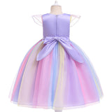 Girls Unicorn Dress Gown Cosplay  Birthday Party Fantasy Princess Dresses - honeylives