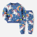 Kid Baby Girls Boys Cartoon Sports Unicorn Suit Long Sleeve Spring Pajamas