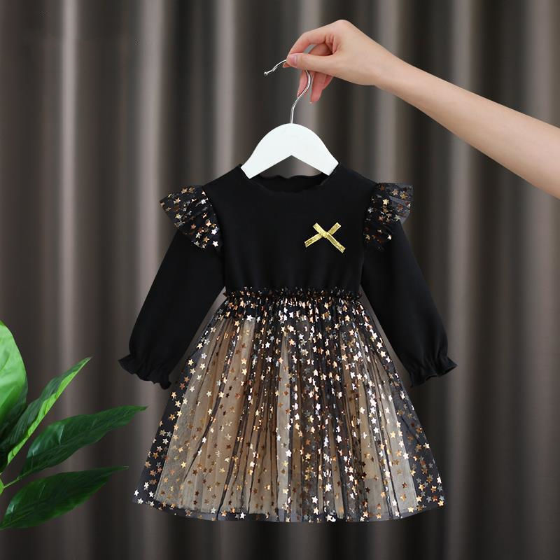 Girls Dress Autumn Fluffy Tops Net Yarn Princess Dress  0-6 Years