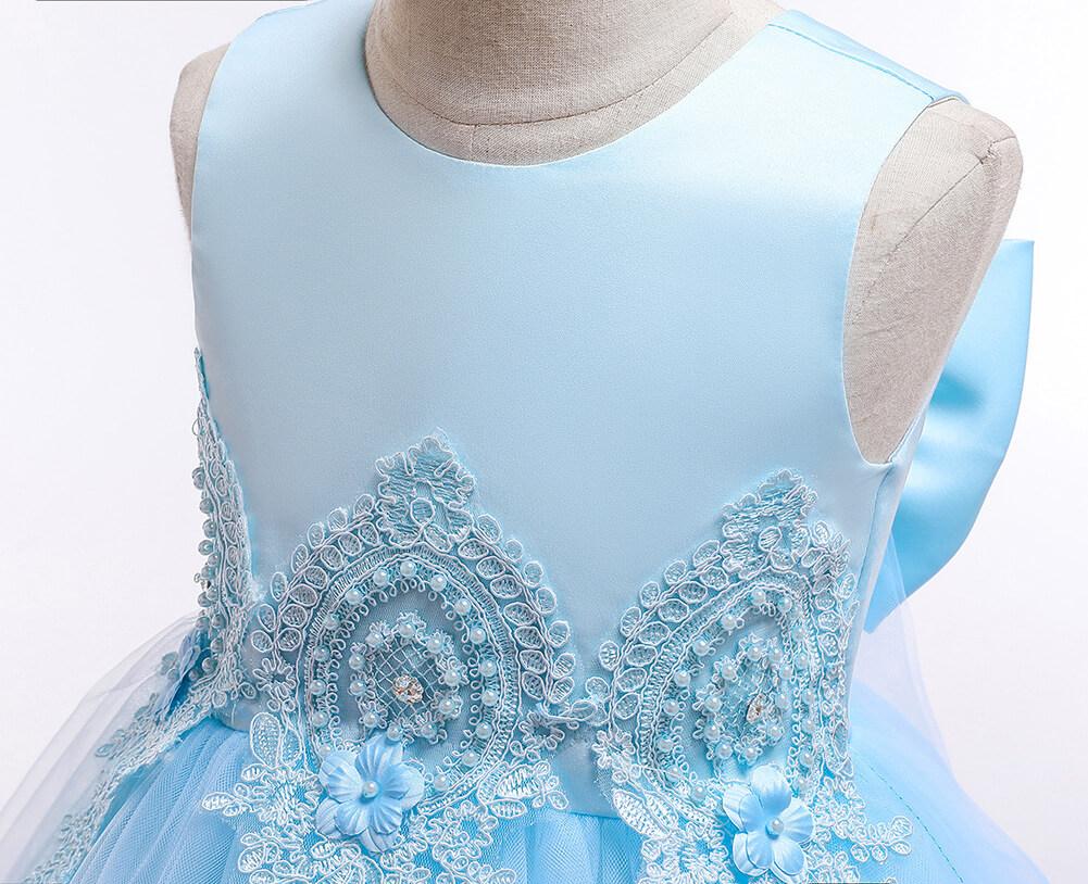 Girl Irregular Mesh Dress Big Bow Princess Dress