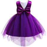 Girl Irregular Mesh Dress Big Bow Princess Dress