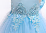 Girl Irregular Mesh Dress Big Bow Princess Dress