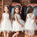 Girl Irregular Mesh Dress Big Bow Princess Dress